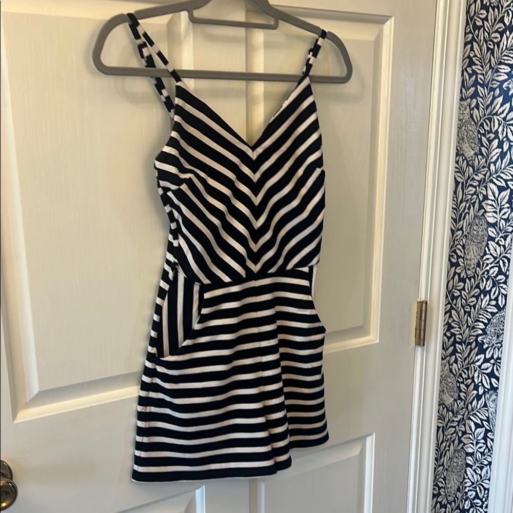 Monteau Black and White Striped Shorts Romper Size XS